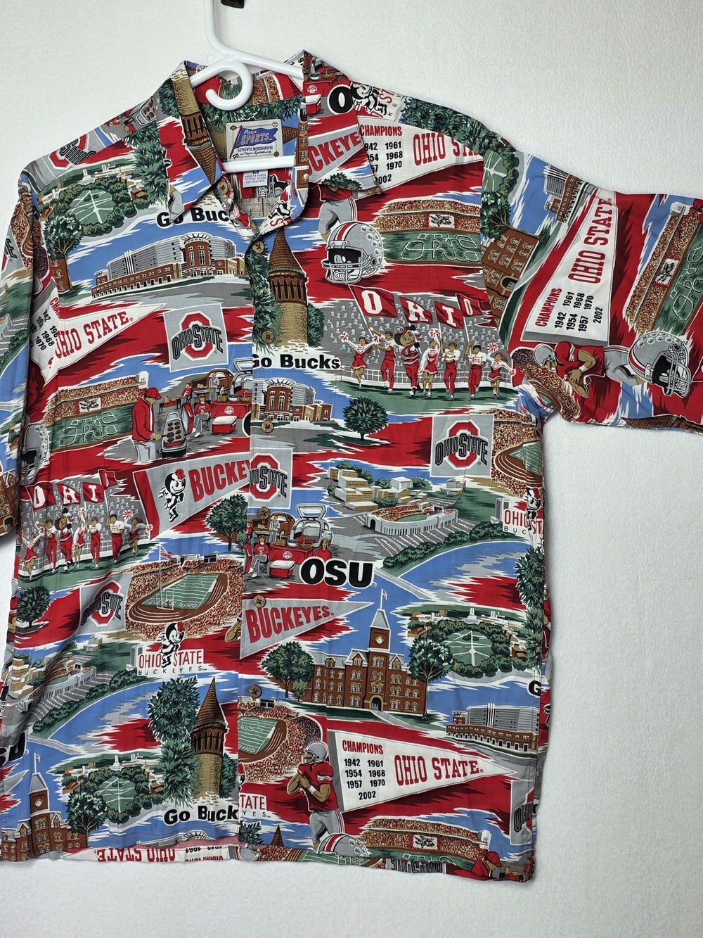 Reyn Spooner Ohio State Buckeyes Scenic Sports Shirt Mens Size M